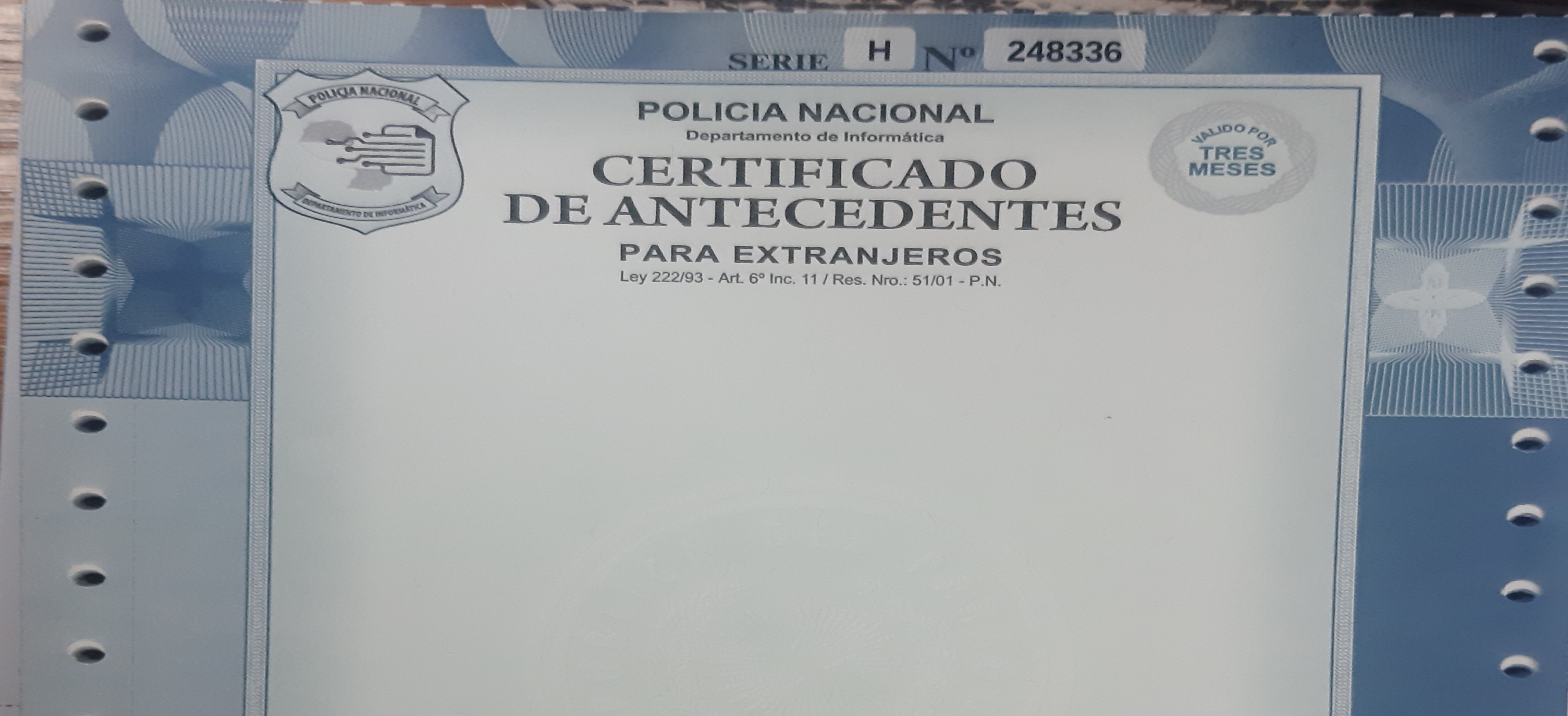 Certificado de Antecedentes Para Extranjeros